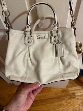 Coach White Leather Satchel Handbag